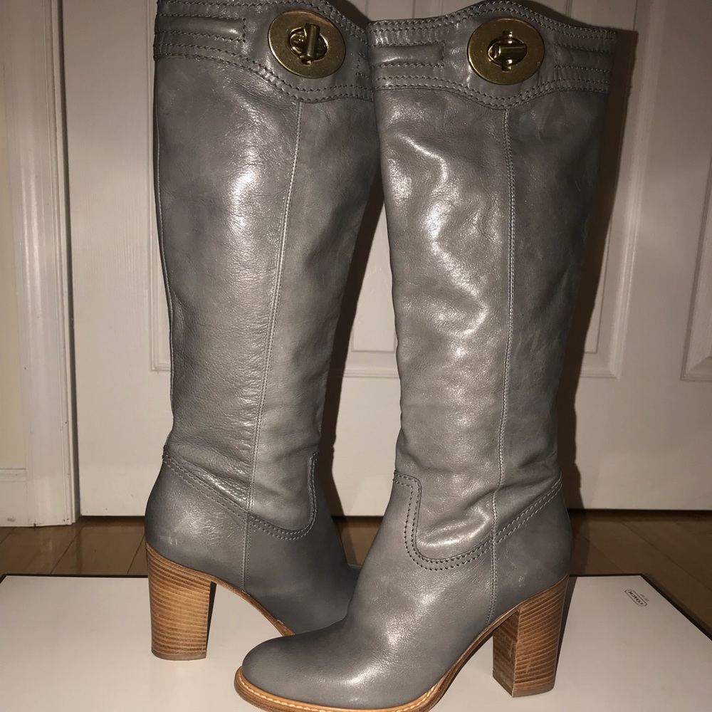 Coach Gray Tall Heeled Boot